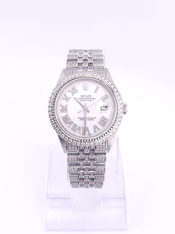 Pre-Owned - Custom Steel Diamond Rolex DateJust 36MM 1601