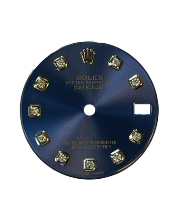 Custom Cobalt Blue Datejust 28MM Yellow Gold Diamond Dial