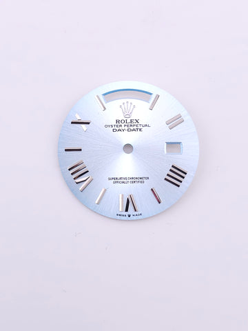 Custom 36mm Ice Blue Day-Date Dial With Steel Roman Markers *In Stock*