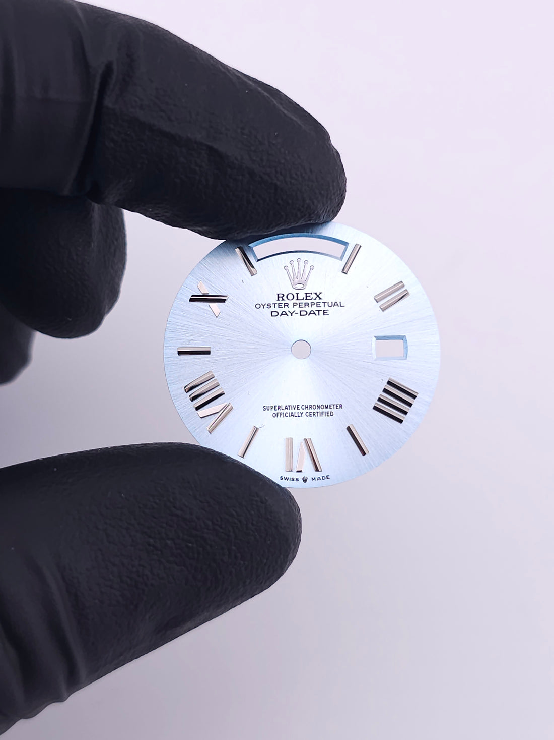 Custom 36mm Ice Blue Day-Date Dial With Steel Roman Markers  *In Stock*