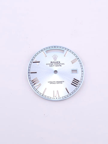 Custom 40mm Ice Blue Day-Date Dial With Steel Roman and Stick Markers *In Stock*