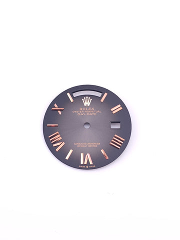 Custom 36mm Smokey Gray Day-Date Dial With Rose Roman Markers *In Stock*