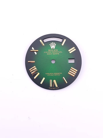 Custom 36mm Green Ombre Day-Date Dial With Yellow Gold Roman Markers *In Stock*