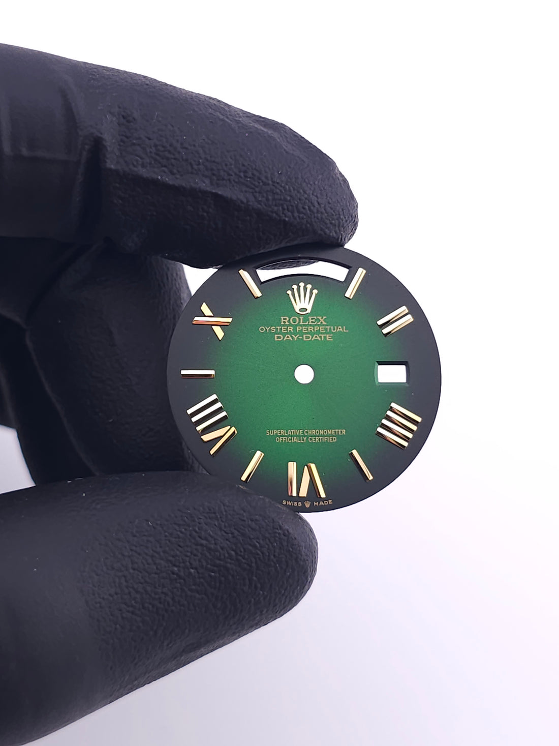 Custom 36mm Green Ombre Day-Date Dial With Yellow Gold Roman Markers  *In Stock*