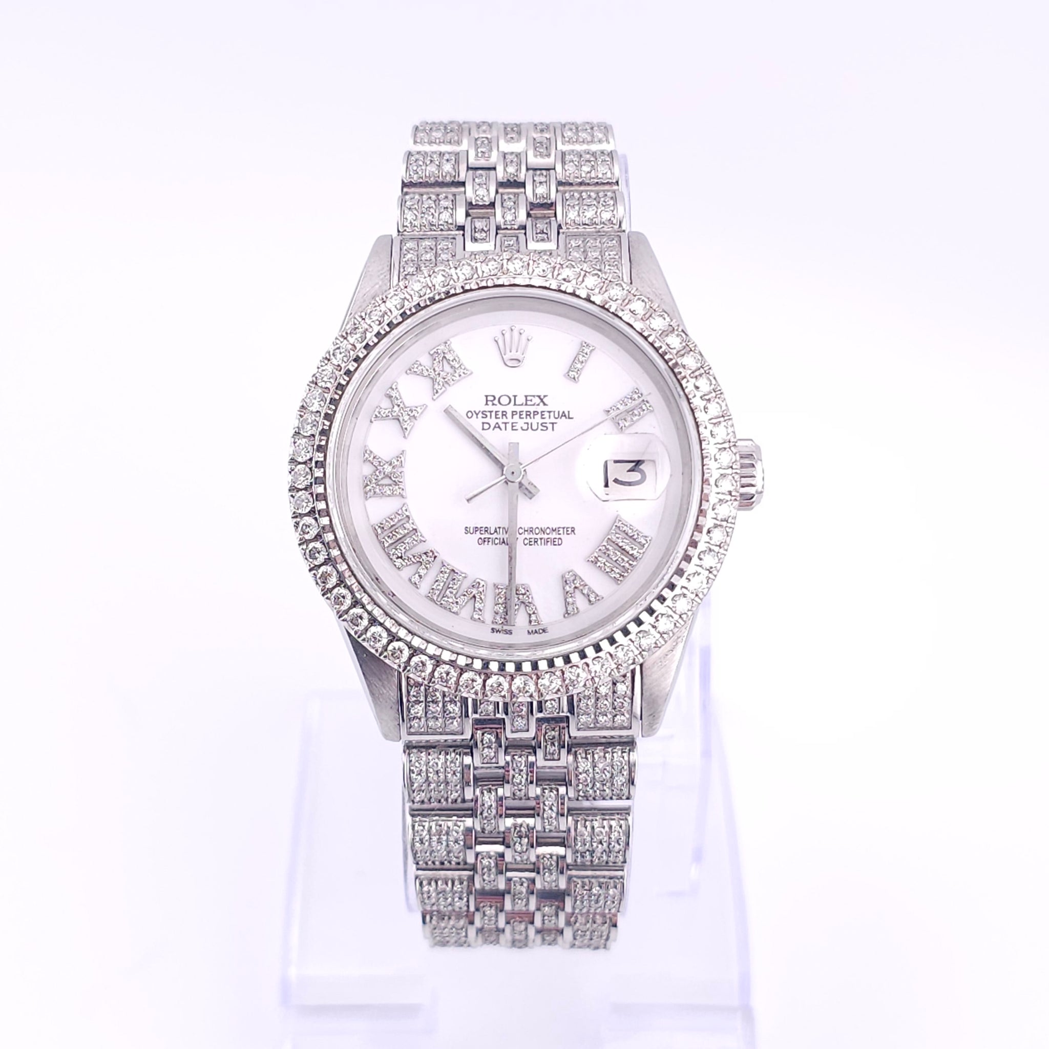Pre-Owned - Custom Steel Diamond Rolex DateJust 36MM 1601