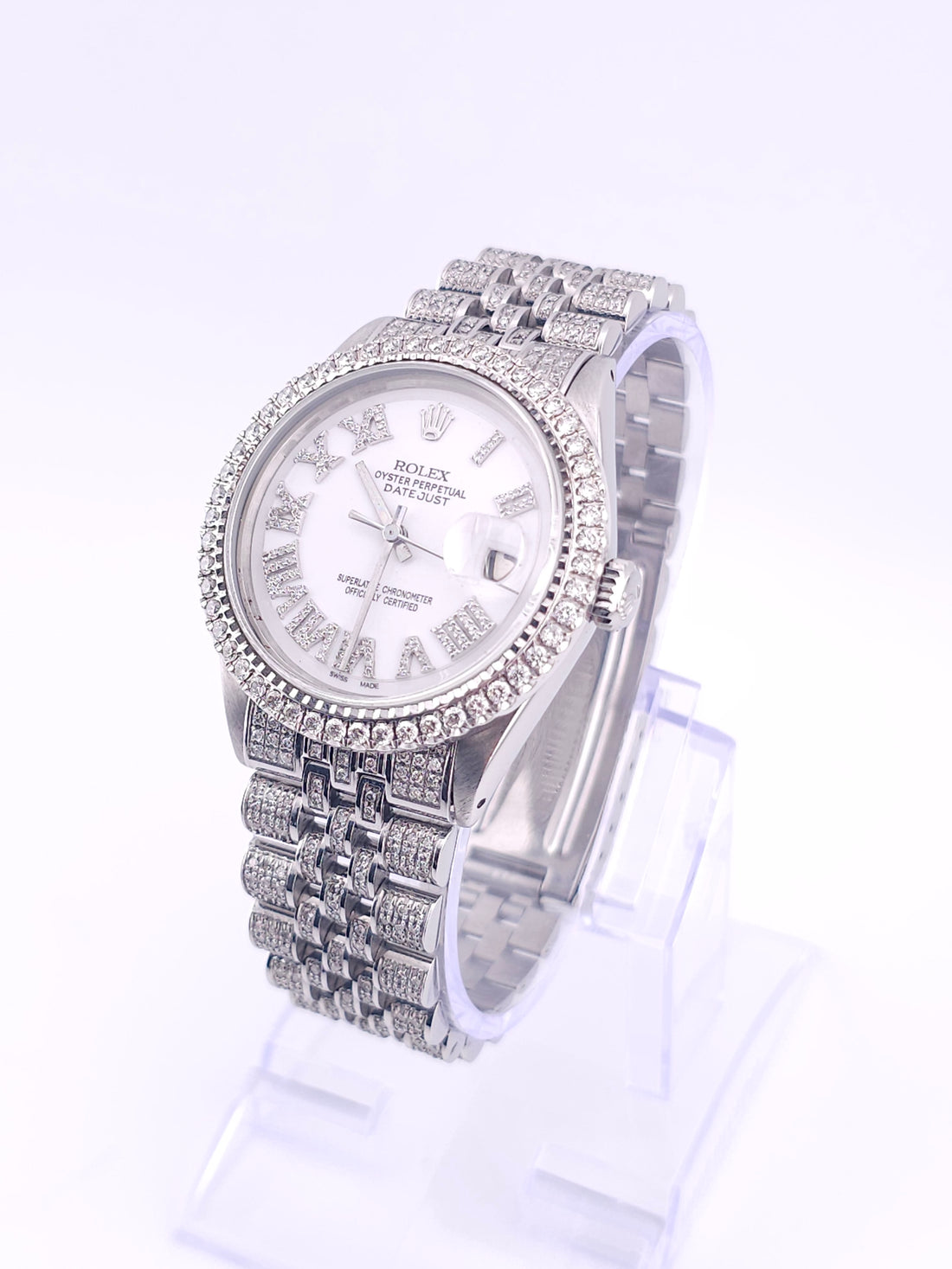 Pre-Owned - Custom Steel Diamond Rolex DateJust 36MM 1601