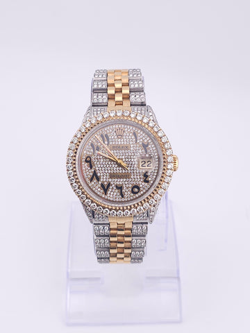 Pre-Owned - Vintage Custom Two Tone Iced Out Rolex DateJust 36MM 16013 *In Stock*