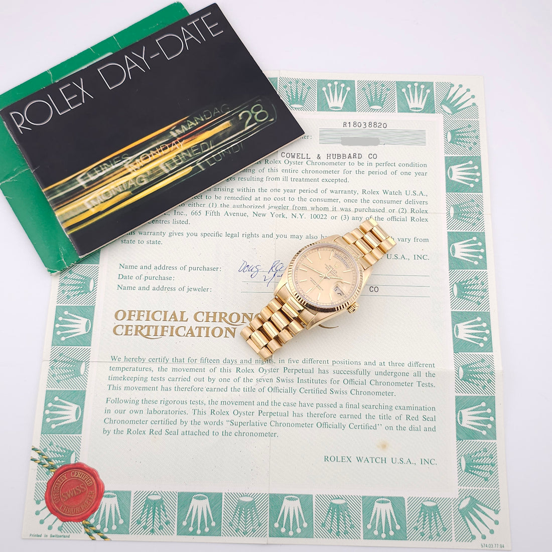 Pre-Owned - Vintage 18K Yellow Gold Rolex Day-Date 36MM 18038 *In Stock*