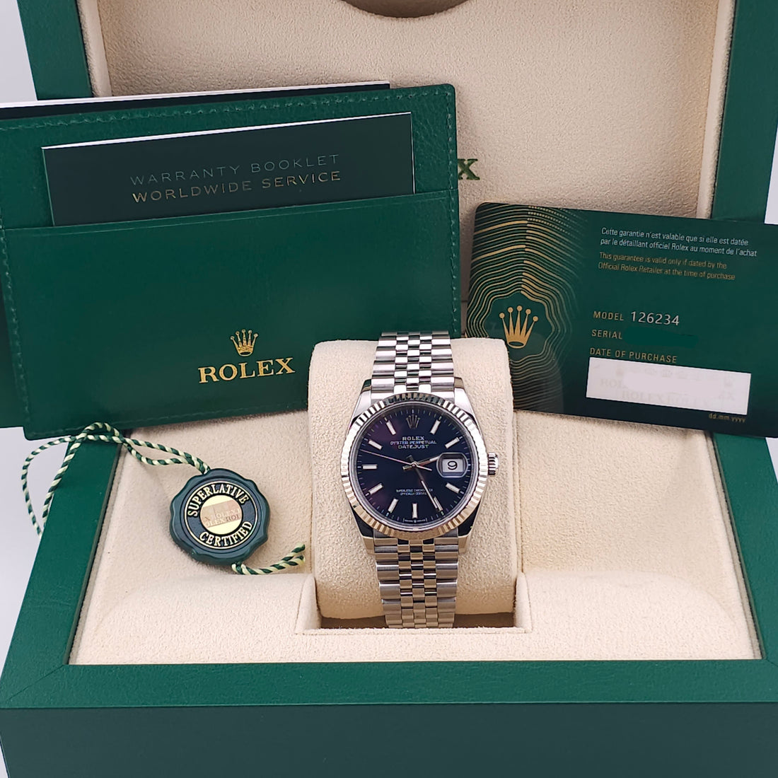 Rolex Datejust Blue Dial 36MM 126234 Pre Owned