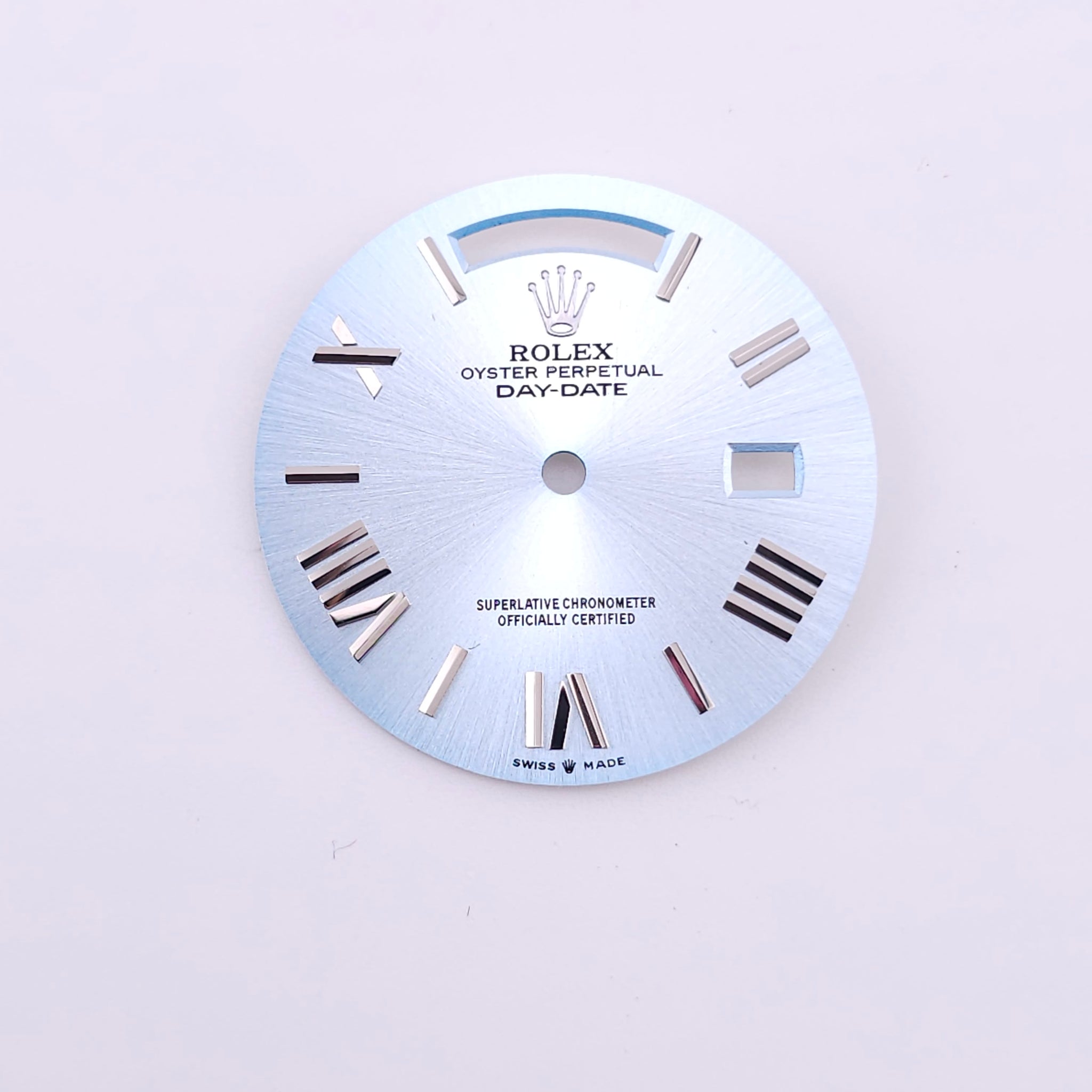 Custom 36mm Ice Blue Day-Date Dial With Steel Roman Markers  *In Stock*