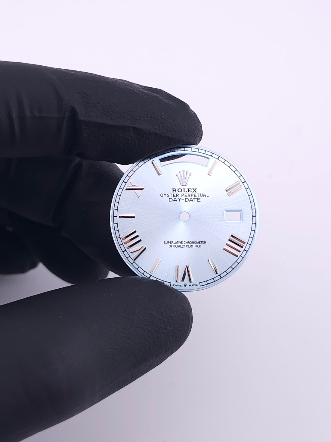 Custom 40mm Ice Blue Day-Date Dial With Steel Roman and Stick Markers *In Stock*