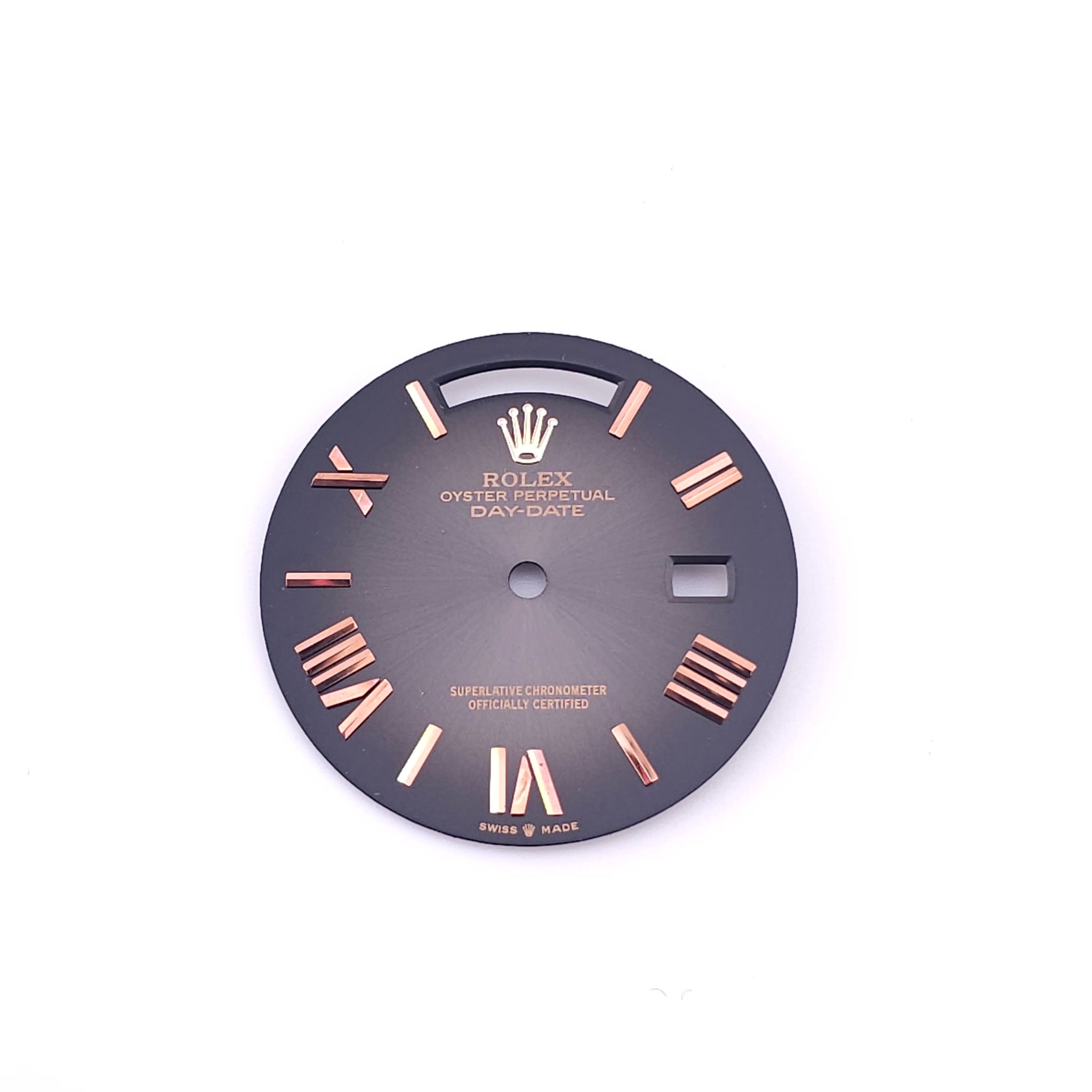 Custom 36mm Smokey Gray Day-Date Dial With Rose Roman Markers *In Stock*