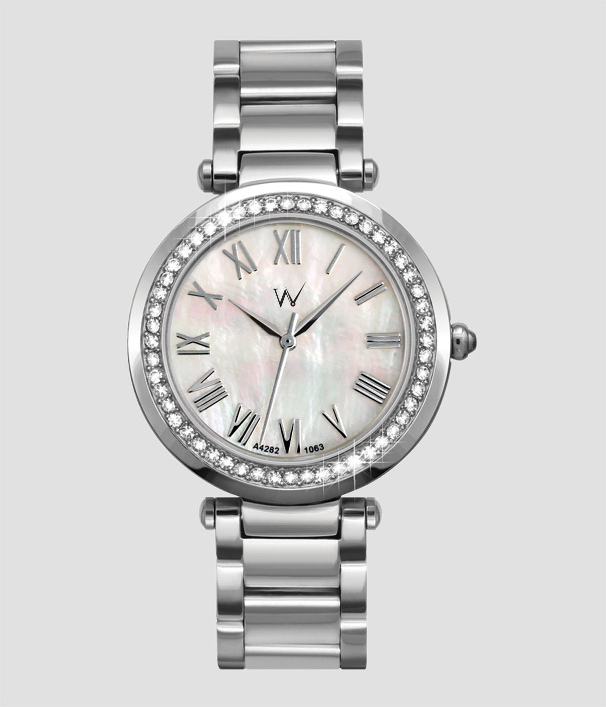 W Brand Lady's Watch - Mother of Pearl dial, Swarovski crystal bezel